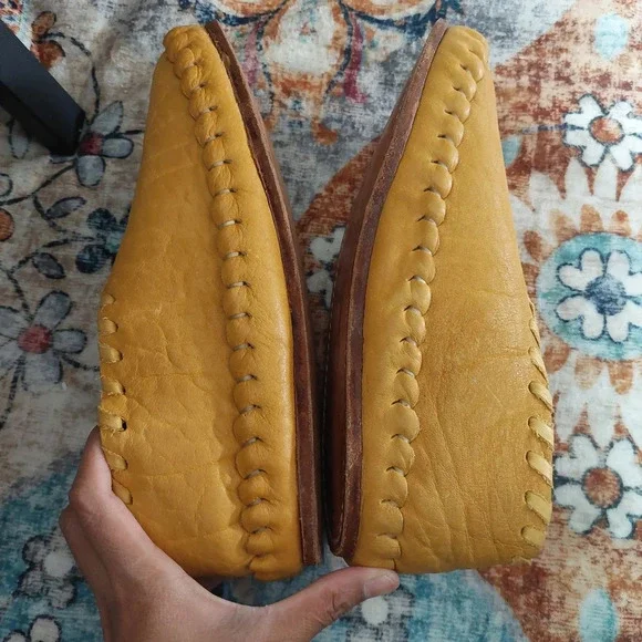 Handmade Buffalo Hide Deer Skin Suede Cherokee Moccasins Women's Size 6 - Picture 10 of 10